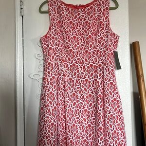 Coral lace overlay dress